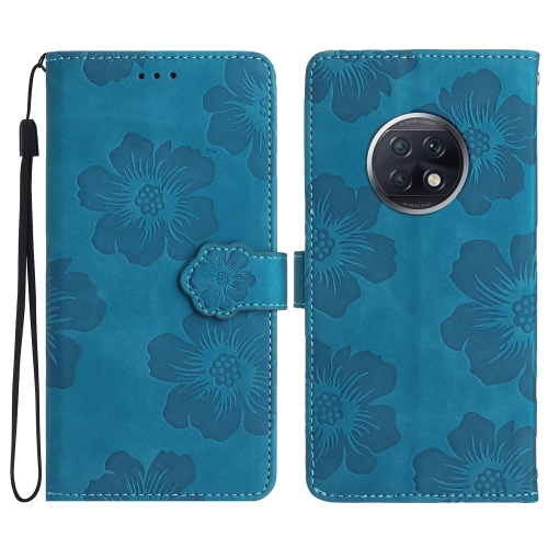 

For Xiaomi Redmi Note 9 5G / Note 9T Flower Embossing Pattern Leather Phone Case(Blue)