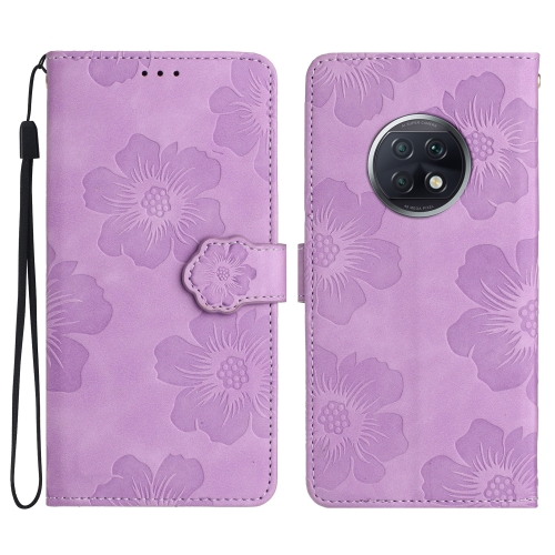 

For Xiaomi Redmi Note 9 5G / Note 9T Flower Embossing Pattern Leather Phone Case(Purple)