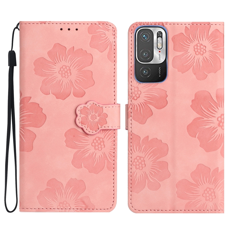 

For Xiaomi Redmi Note 10 5G Flower Embossing Pattern Leather Phone Case(Pink)