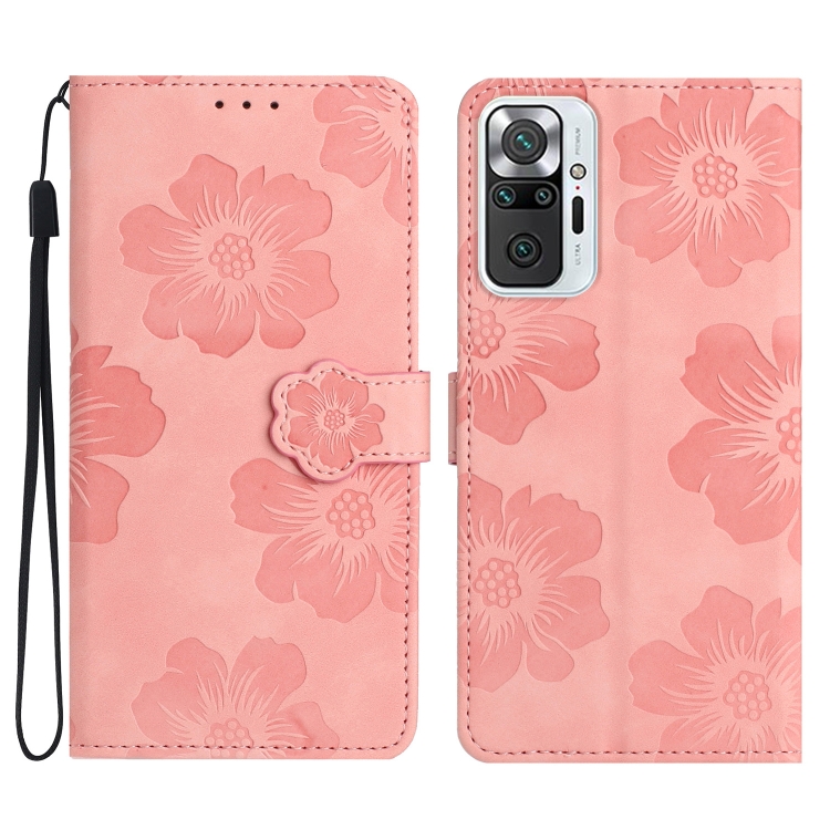 

For Xiaomi Redmi Note 10 Pro / 10 Pro Max Flower Embossing Pattern Leather Phone Case(Pink)