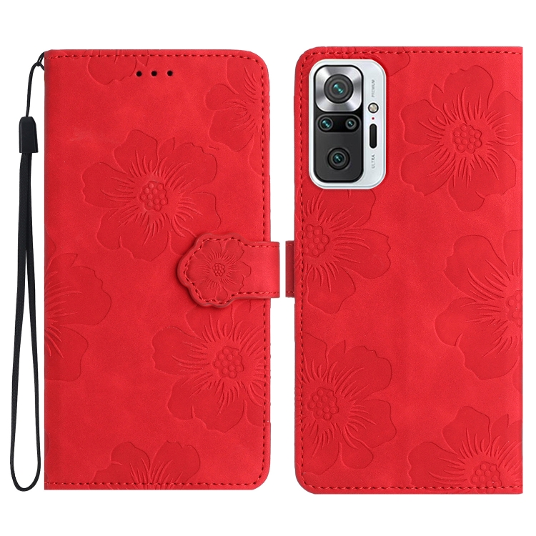 

For Xiaomi Redmi Note 10 Pro / 10 Pro Max Flower Embossing Pattern Leather Phone Case(Red)