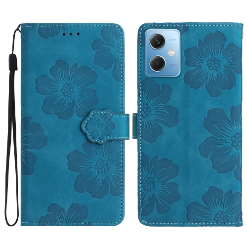 For Xiaomi Redmi Note 12 5G Flower Embossing Pattern Leather Phone Case(Blue) смартфон xiaomi redmi note 11 pro 5g k6s atlantic blue 6 67