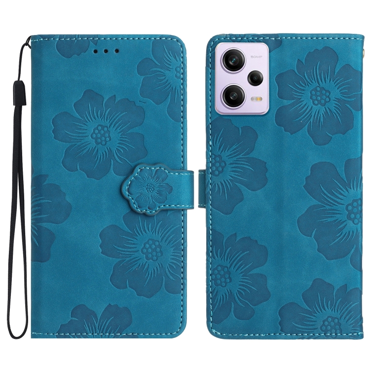 

For Xiaomi Redmi Note 12 Pro 5G Flower Embossing Pattern Leather Phone Case(Blue)