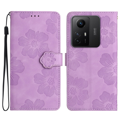 

For Xiaomi Redmi Note 12S Flower Embossing Pattern Leather Phone Case(Purple)