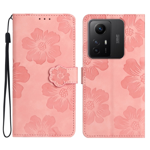 

For Xiaomi Redmi Note 12S Flower Embossing Pattern Leather Phone Case(Pink)