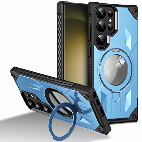 

For Samsung Galaxy S22 Ultra 5G MagSafe Magnetic Holder Phone Case(Sierra Blue)