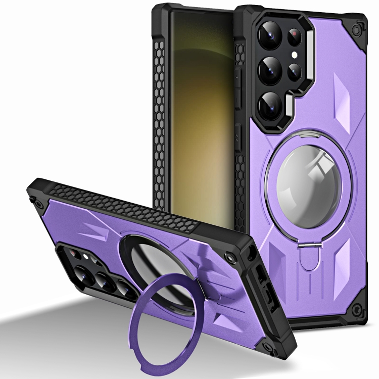 

For Samsung Galaxy S22+ 5G MagSafe Magnetic Holder Phone Case(Dark Purple)