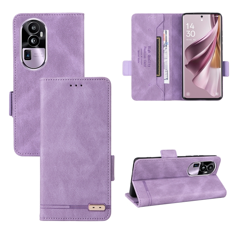 

For OPPO Reno10 Pro Magnetic Clasp Leather Phone Case(Purple)