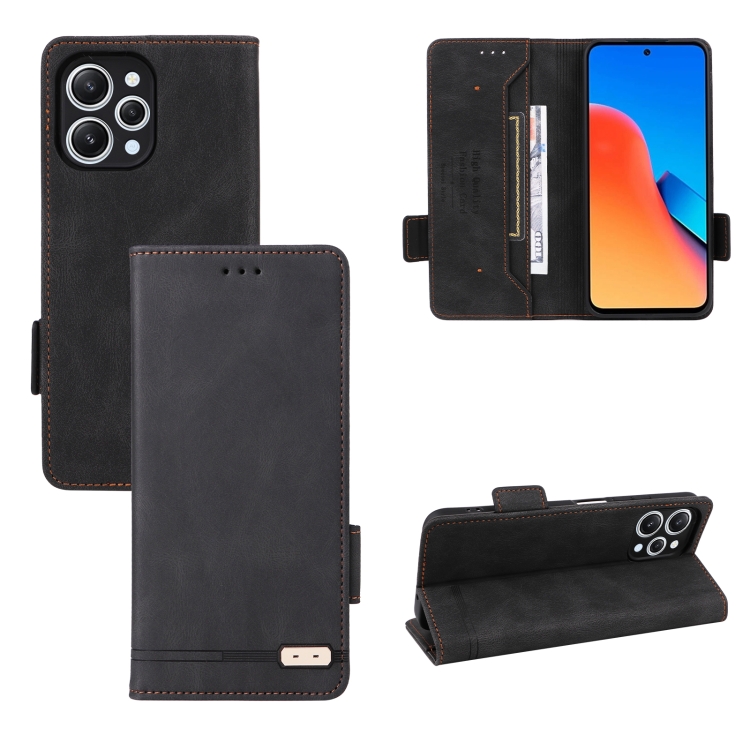 

For Xiaomi Redmi 12 4G Magnetic Clasp Leather Phone Case(Black)