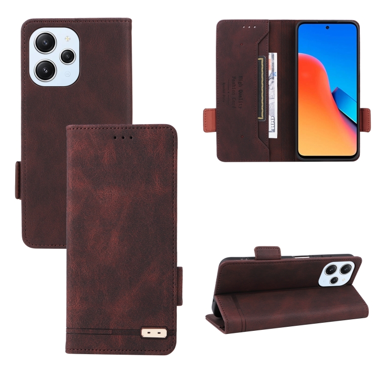 

For Xiaomi Redmi 12 4G Foreign / 5G Magnetic Clasp Leather Phone Case(Brown)