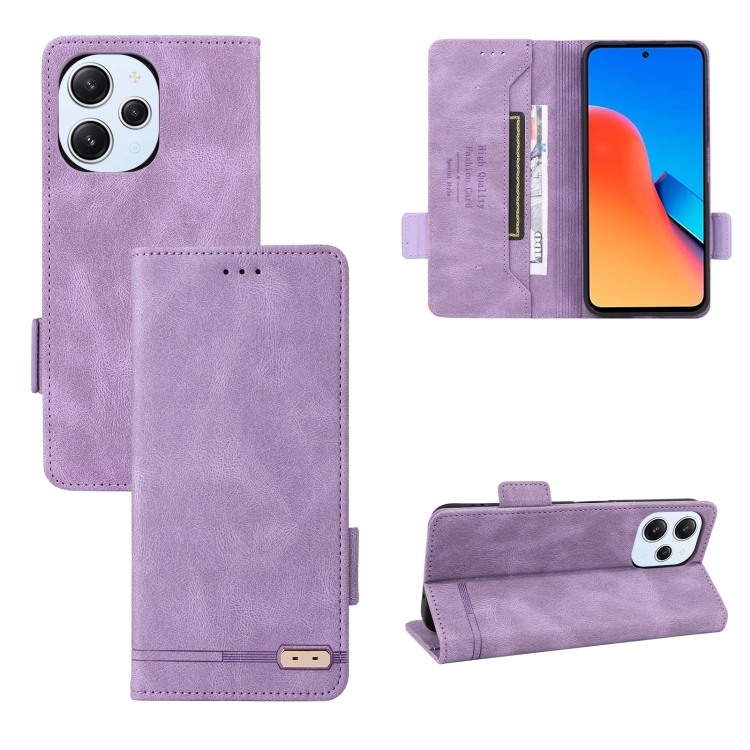 

For Xiaomi Redmi 12 4G Foreign / 5G Magnetic Clasp Leather Phone Case(Purple)