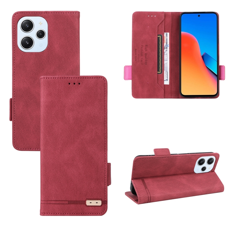 

For Xiaomi Redmi 12 4G Foreign / 5G Magnetic Clasp Leather Phone Case(Red)