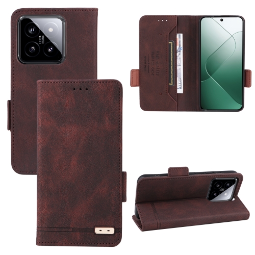 

For Xiaomi 14 Magnetic Clasp Leather Phone Case(Brown)