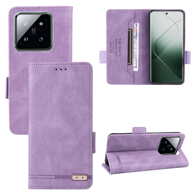 

For Xiaomi 14 Pro Magnetic Clasp Leather Phone Case(Purple)