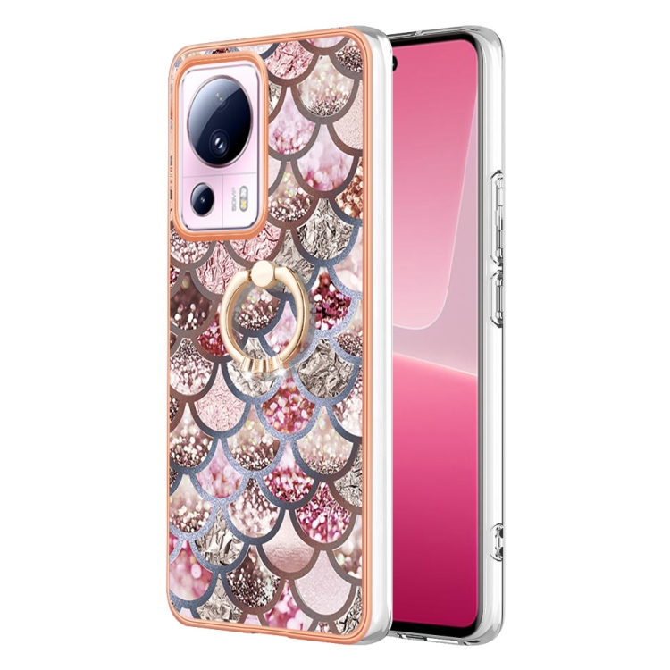 

For Xiaomi 13 Lite 5G Electroplating IMD TPU Phone Case with Ring(Pink Scales)