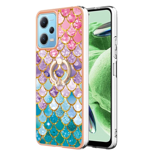 

For Xiaomi Redmi Note 12 5G Global/Poco X5 5G Electroplating IMD TPU Phone Case with Ring(Colorful Scales)