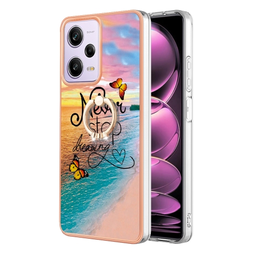 

For Xiaomi Redmi Note 12 Pro 5G Global Electroplating IMD TPU Phone Case with Ring(Dream Butterfly)