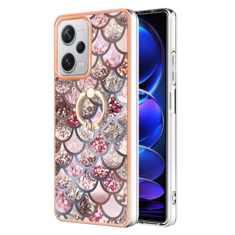 

For Xiaomi Redmi Note 12 Pro+ Global Electroplating IMD TPU Phone Case with Ring(Pink Scales)