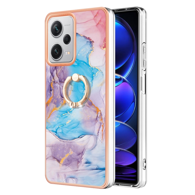 

For Xiaomi Redmi Note 12 Pro+ Global Electroplating IMD TPU Phone Case with Ring(Blue Marble)