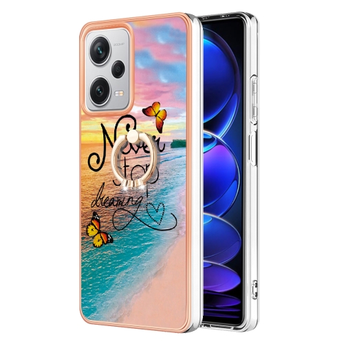 

For Xiaomi Redmi Note 12 Pro+ Global Electroplating IMD TPU Phone Case with Ring(Dream Butterfly)