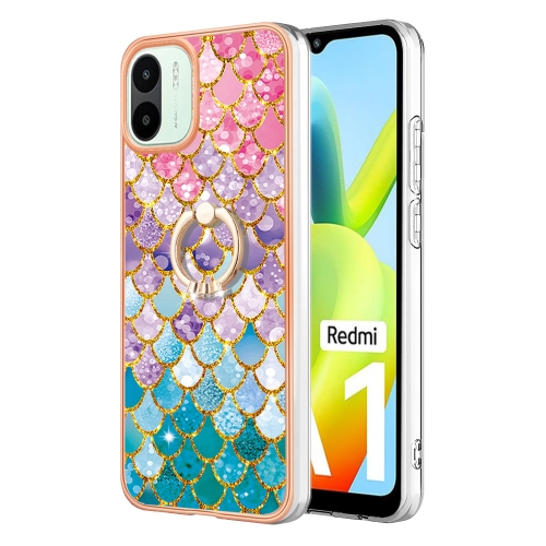 

For Xiaomi Redmi A1 Electroplating IMD TPU Phone Case with Ring(Colorful Scales)