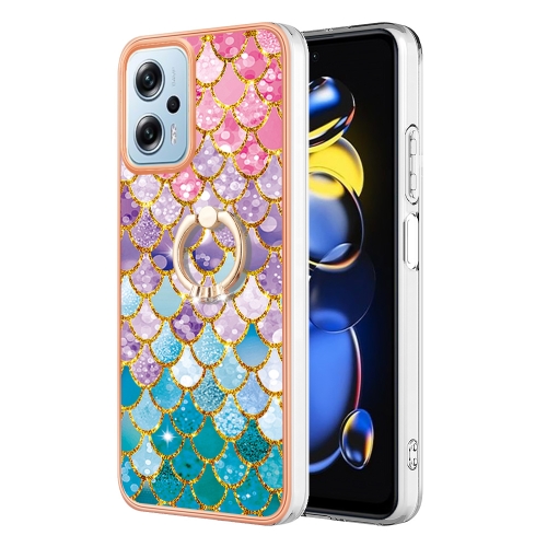 

For Xiaomi Redmi Note 11T Pro/Note 11T Pro+ Electroplating IMD TPU Phone Case with Ring(Colorful Scales)