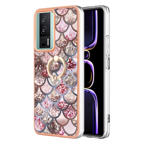 

For Xiaomi Poco F5 Pro 5G / Redmi K60 Electroplating IMD TPU Phone Case with Ring(Pink Scales)