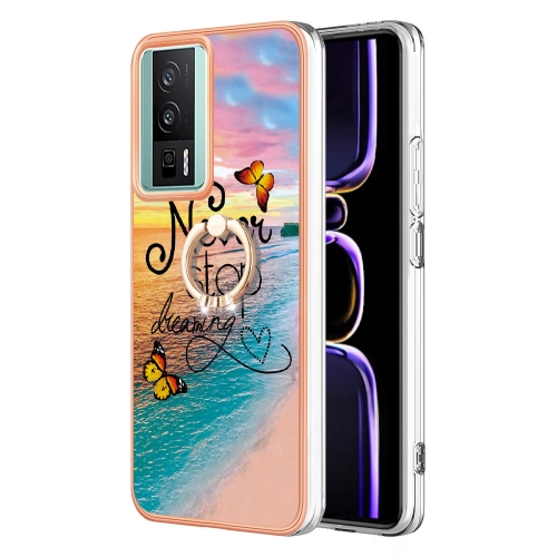 

For Xiaomi Poco F5 Pro 5G / Redmi K60 Electroplating IMD TPU Phone Case with Ring(Dream Butterfly)