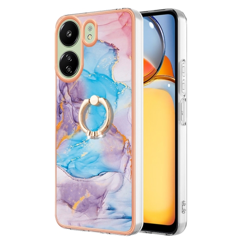 

For Xiaomi Redmi 13C 4G Electroplating IMD TPU Phone Case with Ring(Blue Marble)