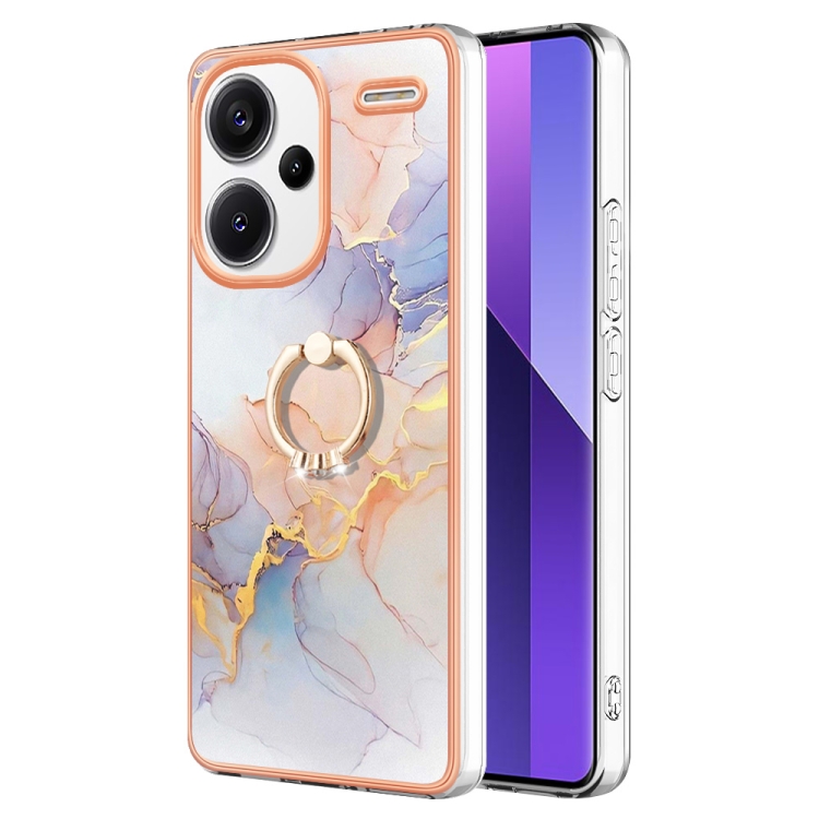 

For Xiaomi Redmi Note 13 Pro+ 5G Electroplating IMD TPU Phone Case with Ring(White Marble)