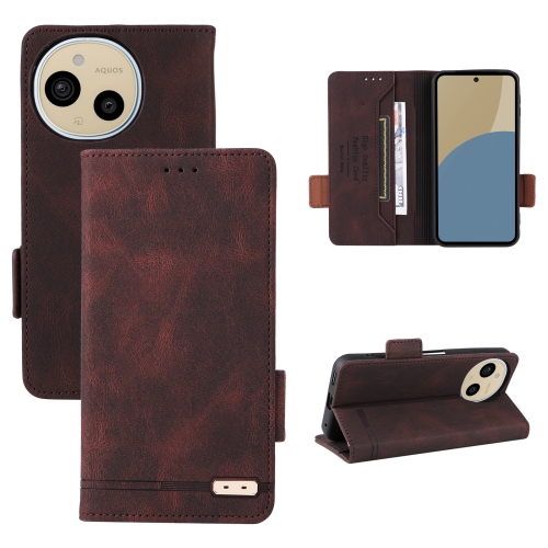 

For Sharp Aquos Sense9 Magnetic Clasp Leather Phone Case(Brown)