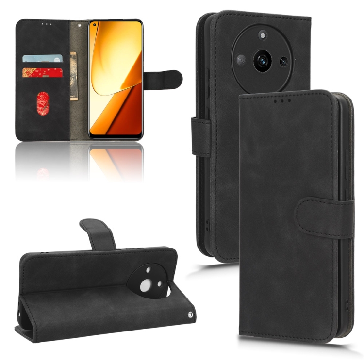 

For Realme 11 Skin Feel Magnetic Flip Leather Phone Case(Black)