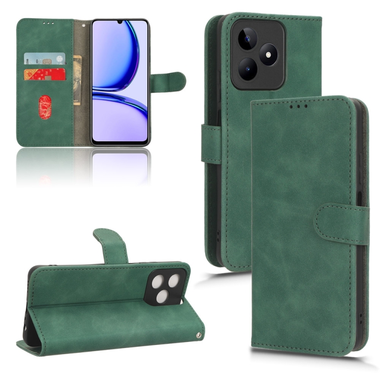 

For Realme C53 4G Skin Feel Magnetic Flip Leather Phone Case(Green)