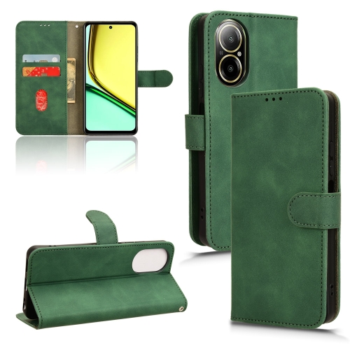 

For Realme C67 4G Skin Feel Magnetic Flip Leather Phone Case(Green)
