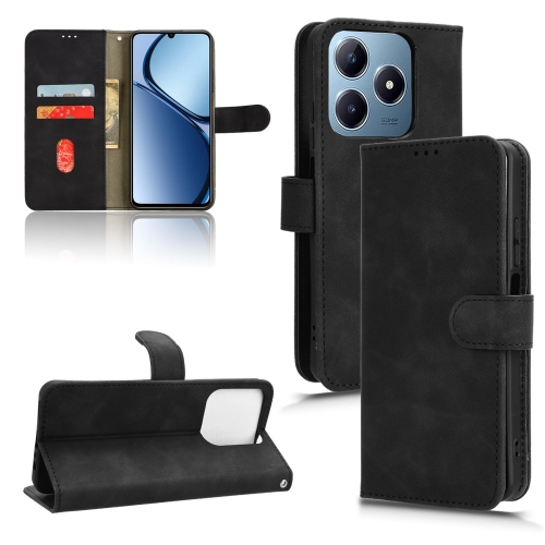 For Realme C63 / C61 Skin Feel Magnetic Flip Leather Phone Case(Black)