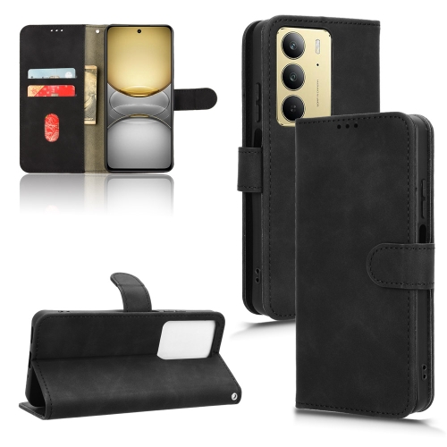 

For Realme C75 4G Skin Feel Magnetic Flip Leather Phone Case(Black)