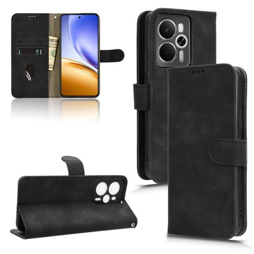 

For Realme 14 5G Skin Feel Magnetic Flip Leather Phone Case(Black)
