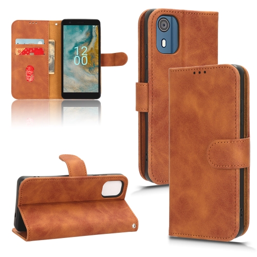 

For Nokia C02 Skin Feel Magnetic Flip Leather Phone Case(Brown)