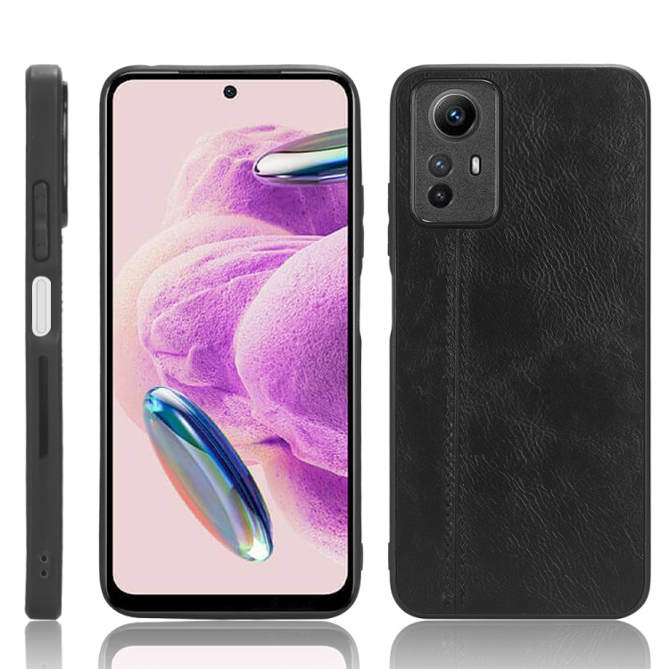 

For Xiaomi Redmi Note 12S 4G Sewing Cow Pattern Skin PC + PU + TPU Phone Case(Black)