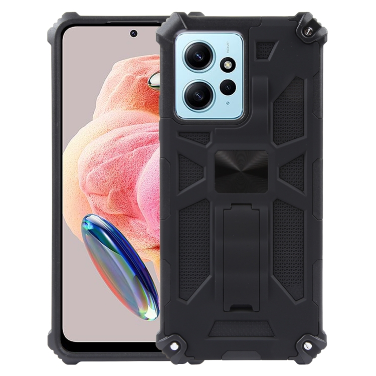 

For Xiaomi Redmi Note 12 4G Shockproof TPU + PC Magnetic Phone Case with Holder(Black)