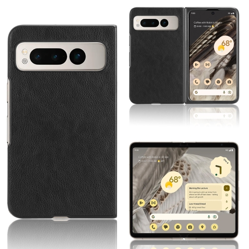 

For Google Pixel Fold Litchi Texture Back Cover Phone Case(Black)