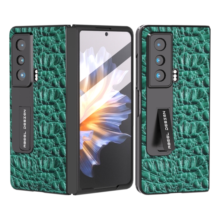 

For Honor Magic V ABEEL Integrated Genuine Leather Sky Series Phone Case with Holder(Green)