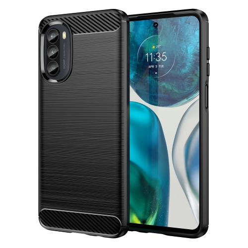 

For Motorola Moto G52 Brushed Texture Carbon Fiber TPU Phone Case(Black)