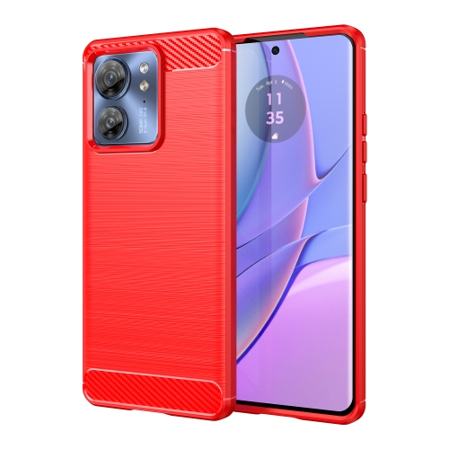 

For Motorola Edge 2023 Global Brushed Texture Carbon Fiber TPU Phone Case(Red)