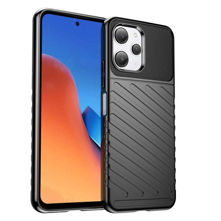 

For Xiaomi Redmi 12R Thunderbolt Shockproof TPU Protective Soft Phone Case(Black)