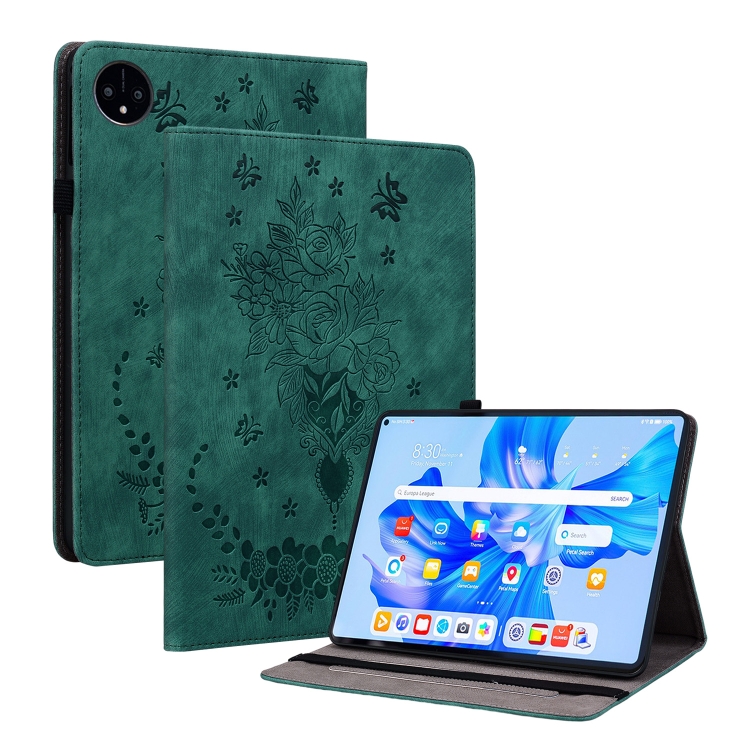 

For Huawei MatePad Pro 11 2022 Butterfly Rose Embossed Leather Tablet Case(Green)