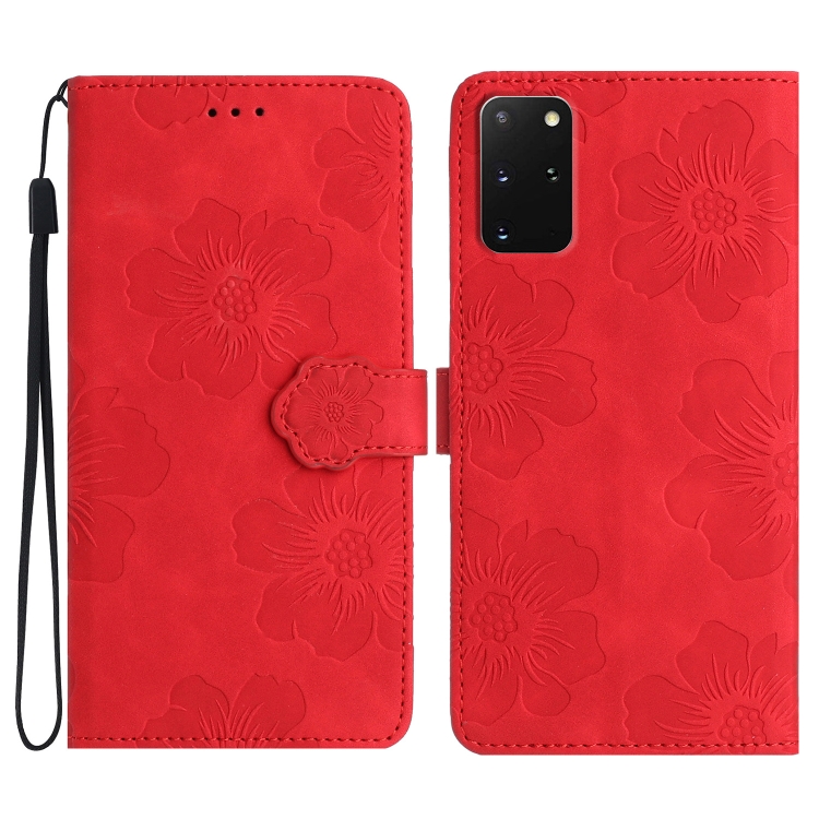 

For Samsung Galaxy S20+ Flower Embossing Pattern Leather Phone Case(Red)