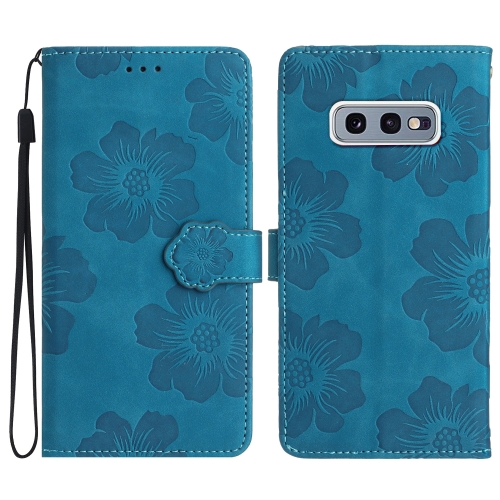 

For Samsung Galaxy S10e Flower Embossing Pattern Leather Phone Case(Blue)