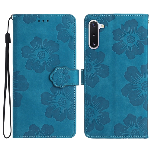 

For Samsung Galaxy Note10 Flower Embossing Pattern Leather Phone Case(Blue)