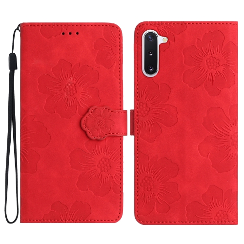

For Samsung Galaxy Note10 Flower Embossing Pattern Leather Phone Case(Red)